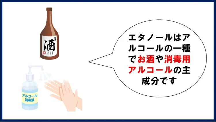 エタノールは酒や消毒液に含む
