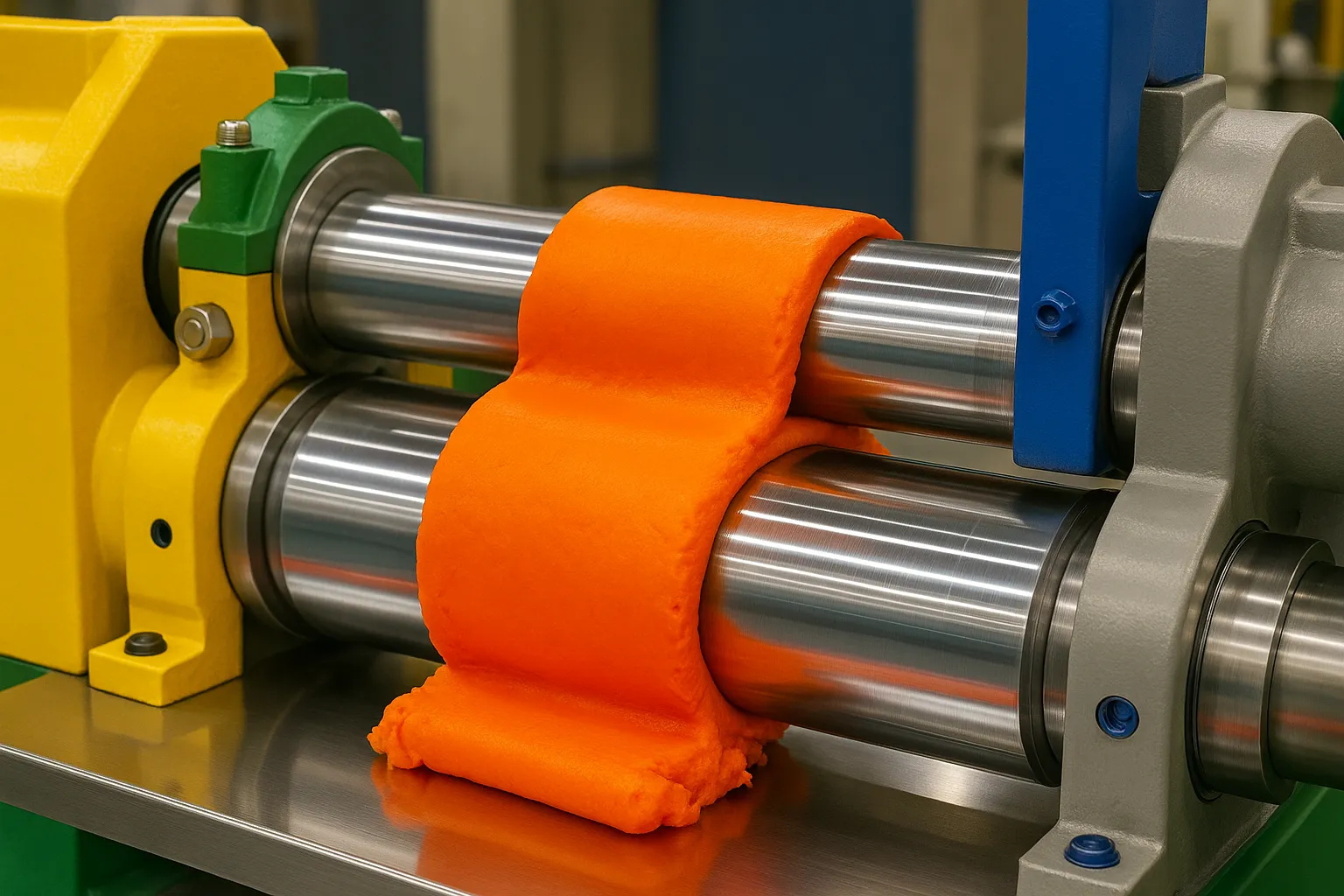 シリコーンゴム成形ロール機の洗浄 ファインソルブSB 酢酸エチル代替