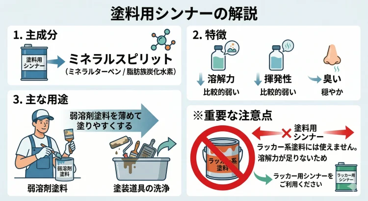 塗料用シンナーについての解説図