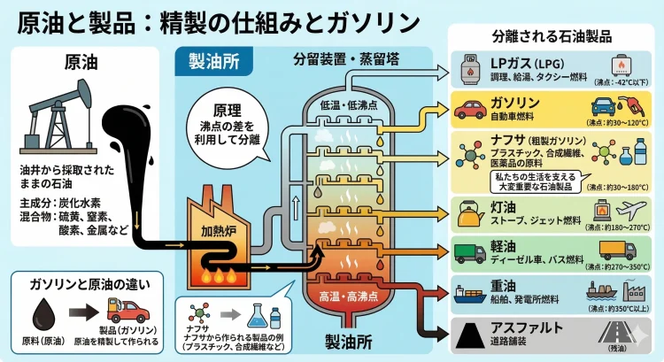 そもそも原油とは何か?ガソリンとの違い