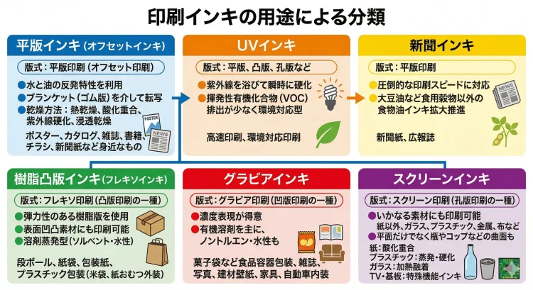 印刷インキの用途による分類