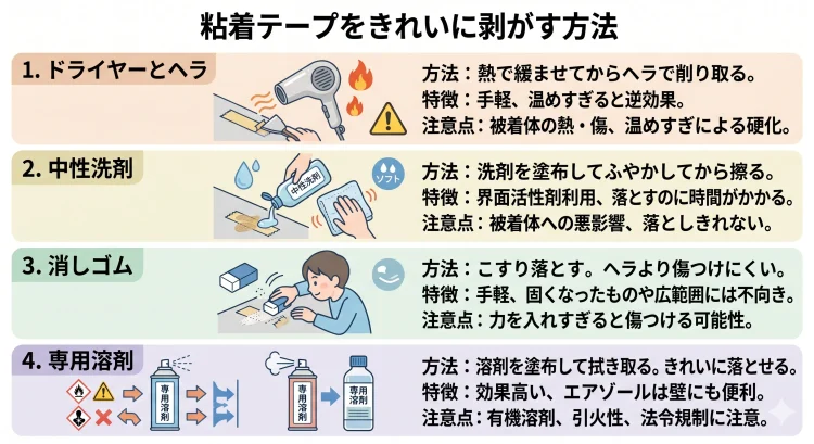 粘着テープの剥がし方